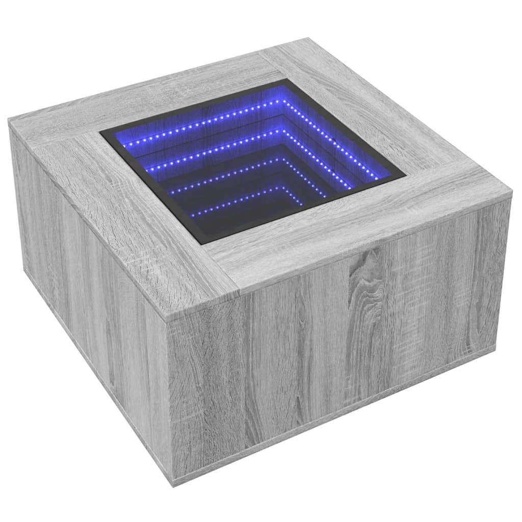 Table basse avec LED sonoma gris 60x60x40 cm bois d'ingénierie