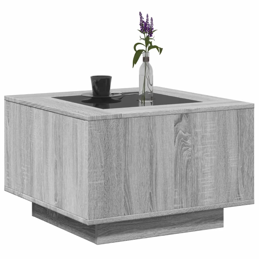 Table basse avec LED sonoma gris 60x60x40 cm bois d'ingénierie