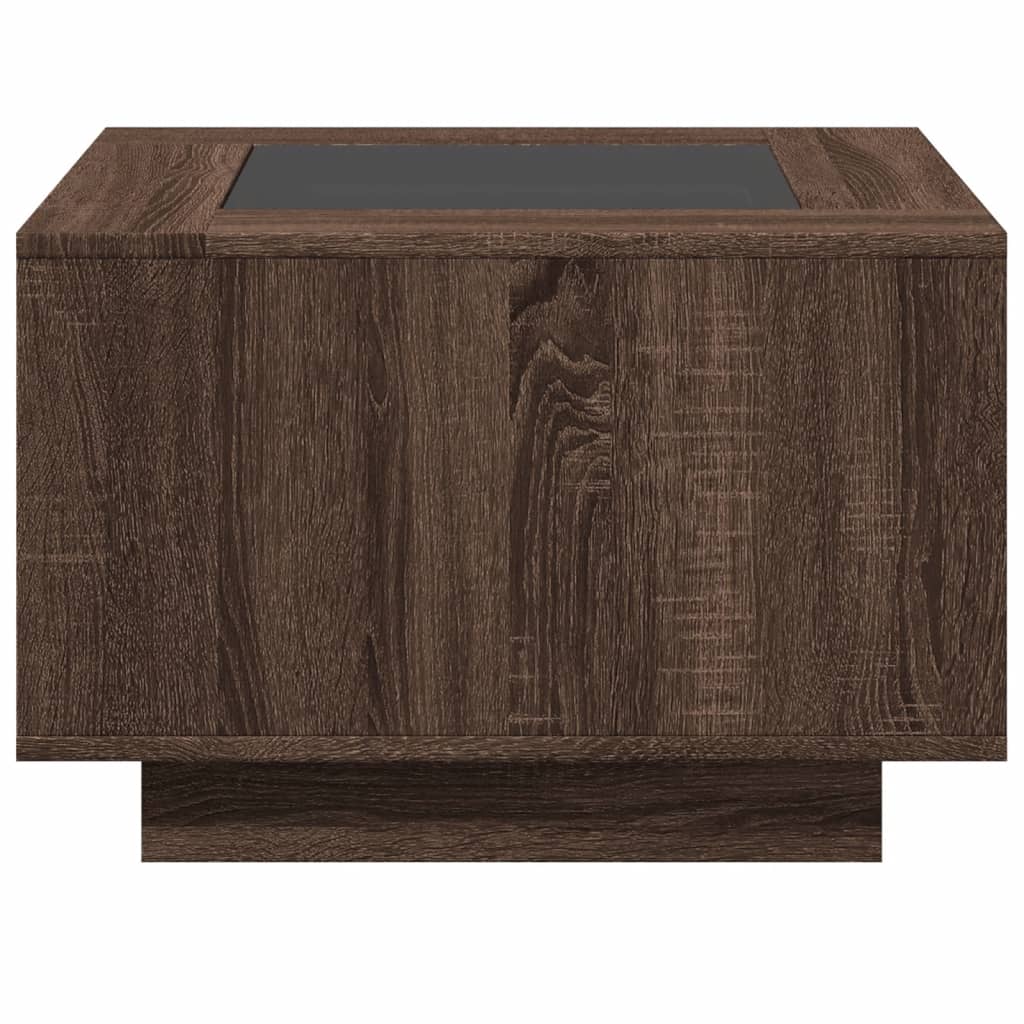 Table basse avec LED chêne marron 60x60x40 cm bois d'ingénierie