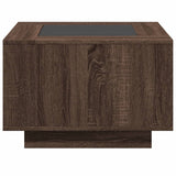 Table basse avec LED chêne marron 60x60x40 cm bois d'ingénierie