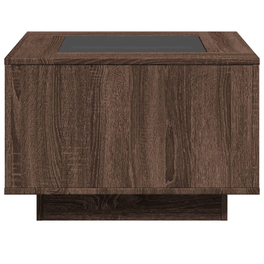 Table basse avec LED chêne marron 60x60x40 cm bois d'ingénierie