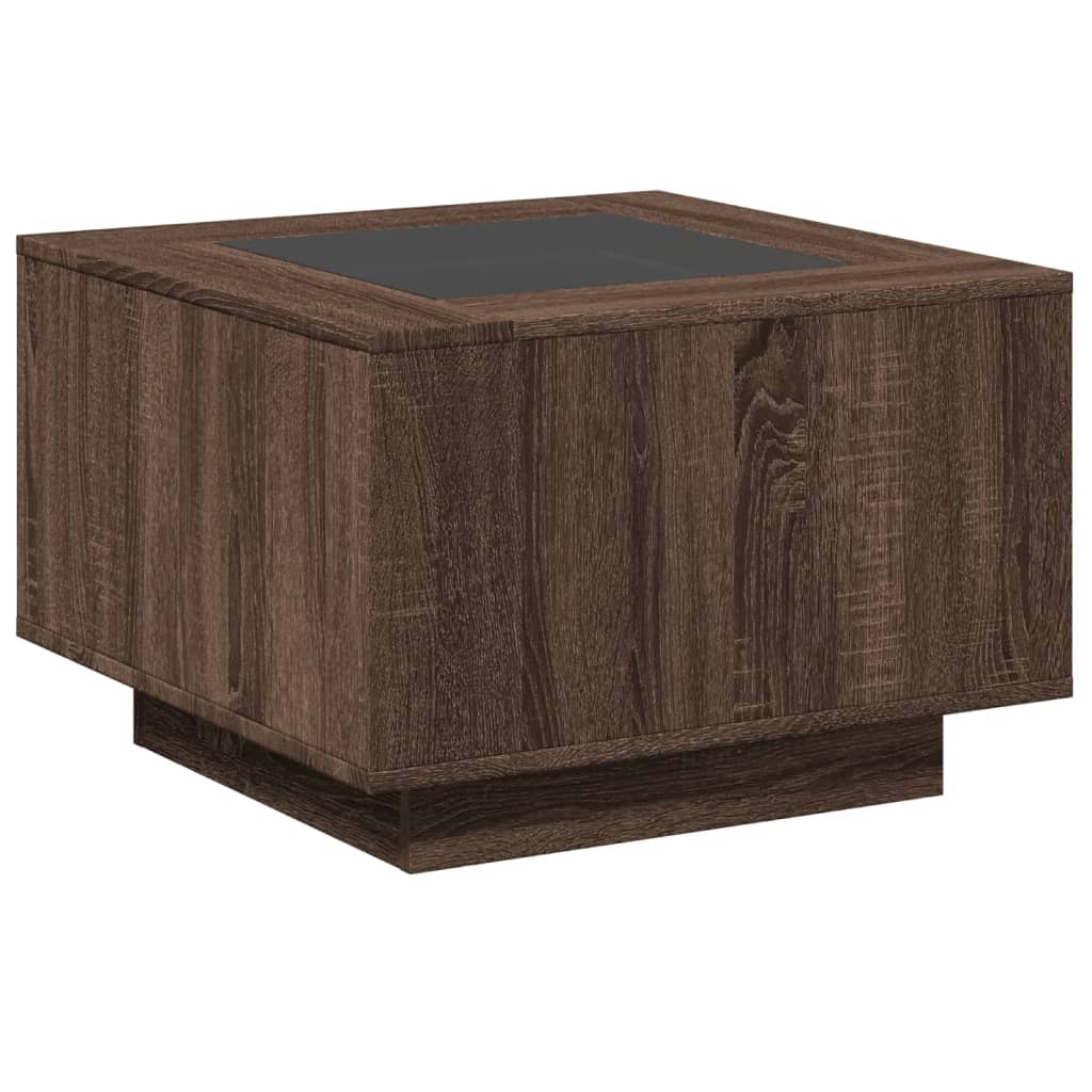 Table basse avec LED chêne marron 60x60x40 cm bois d'ingénierie