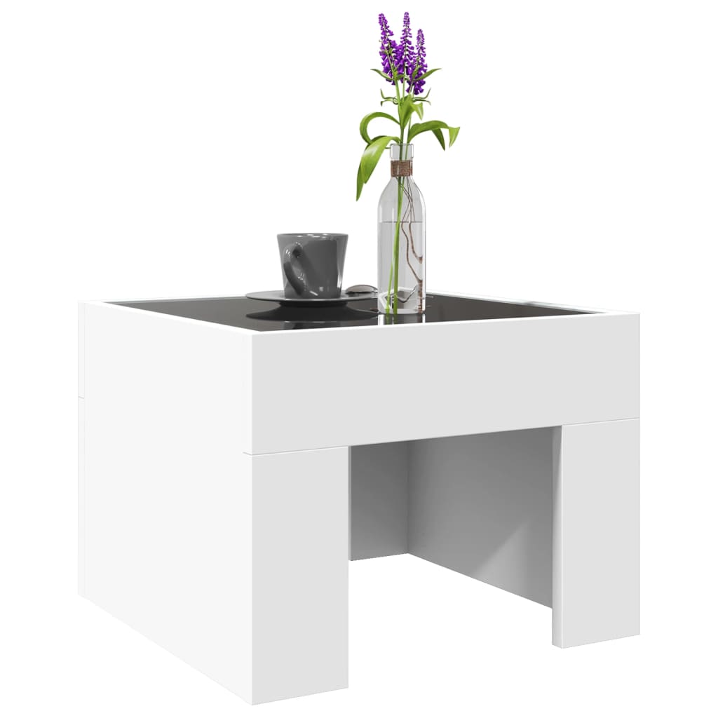 Table basse avec LED infini blanc 40x40x30 cm