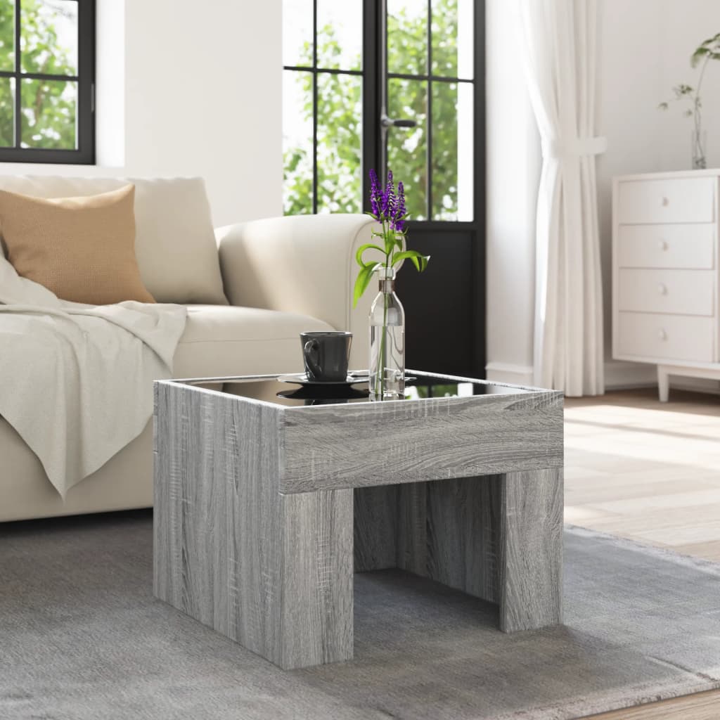 Coffee table with LED infinity sonoma gray 40x40x30 cm