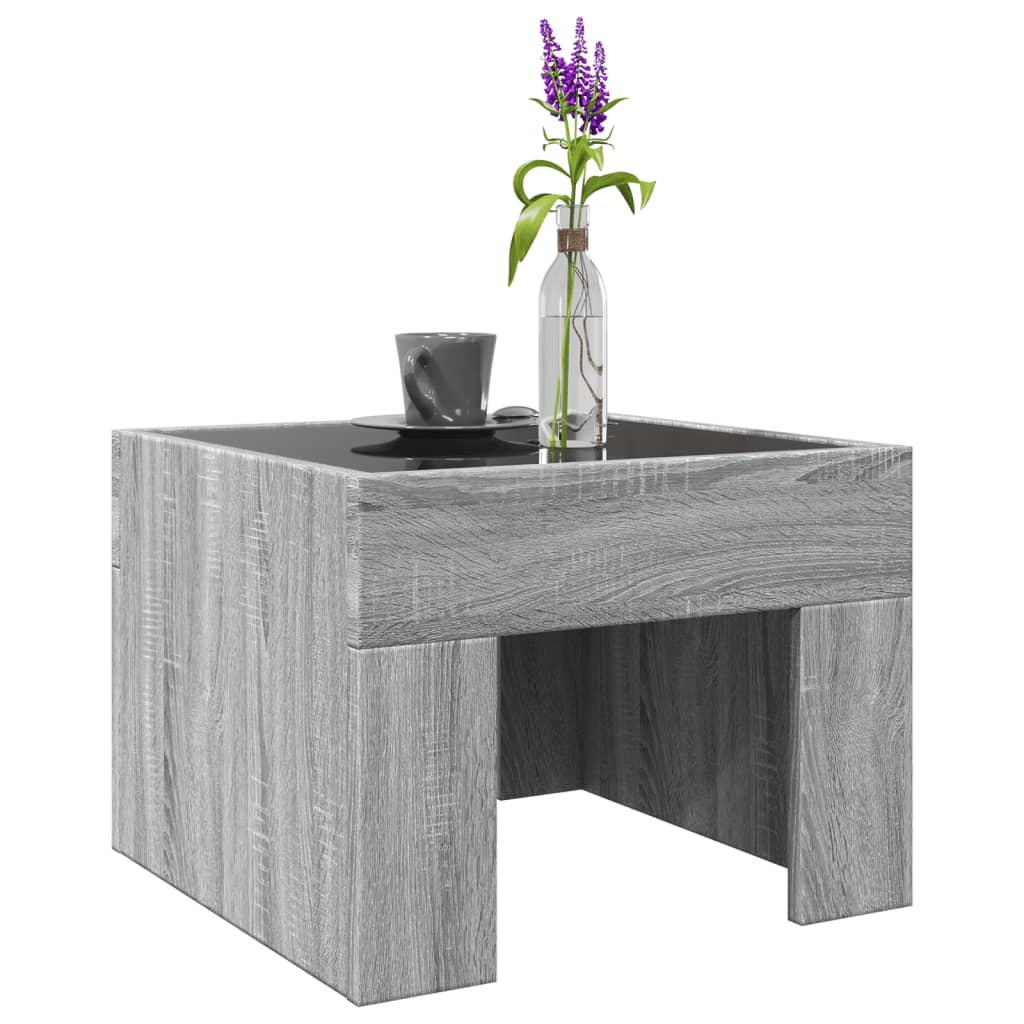 Coffee table with LED infinity sonoma gray 40x40x30 cm