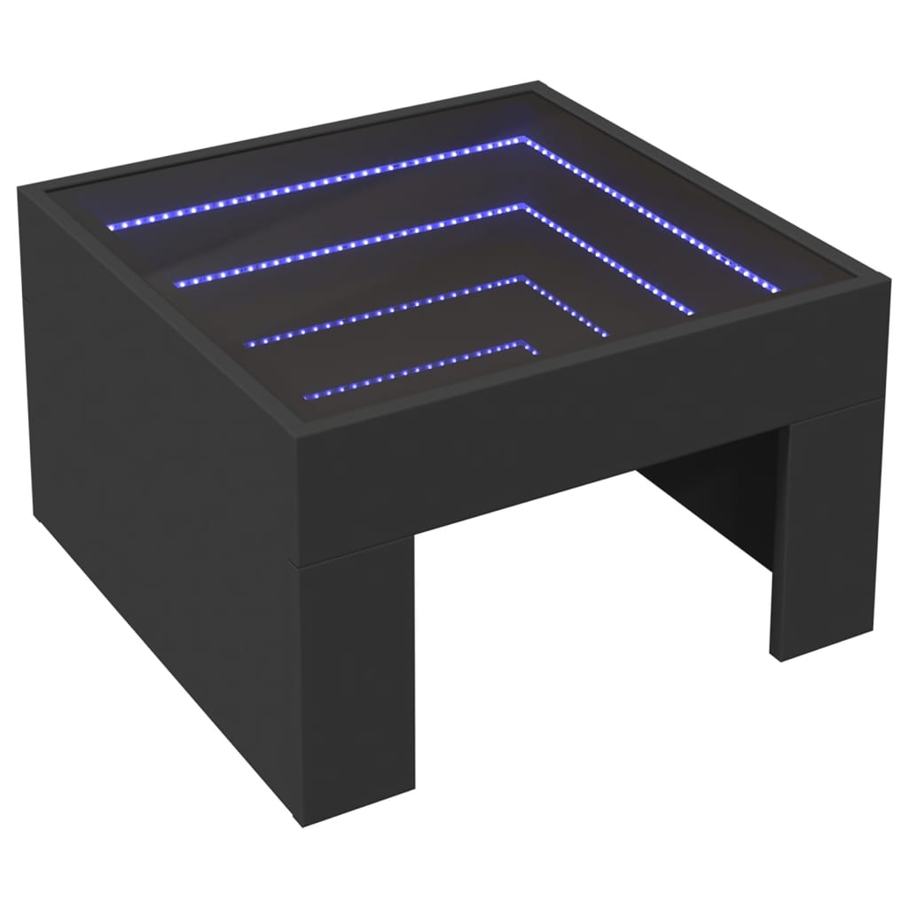 Table basse avec LED infini noir 50x50x30 cm