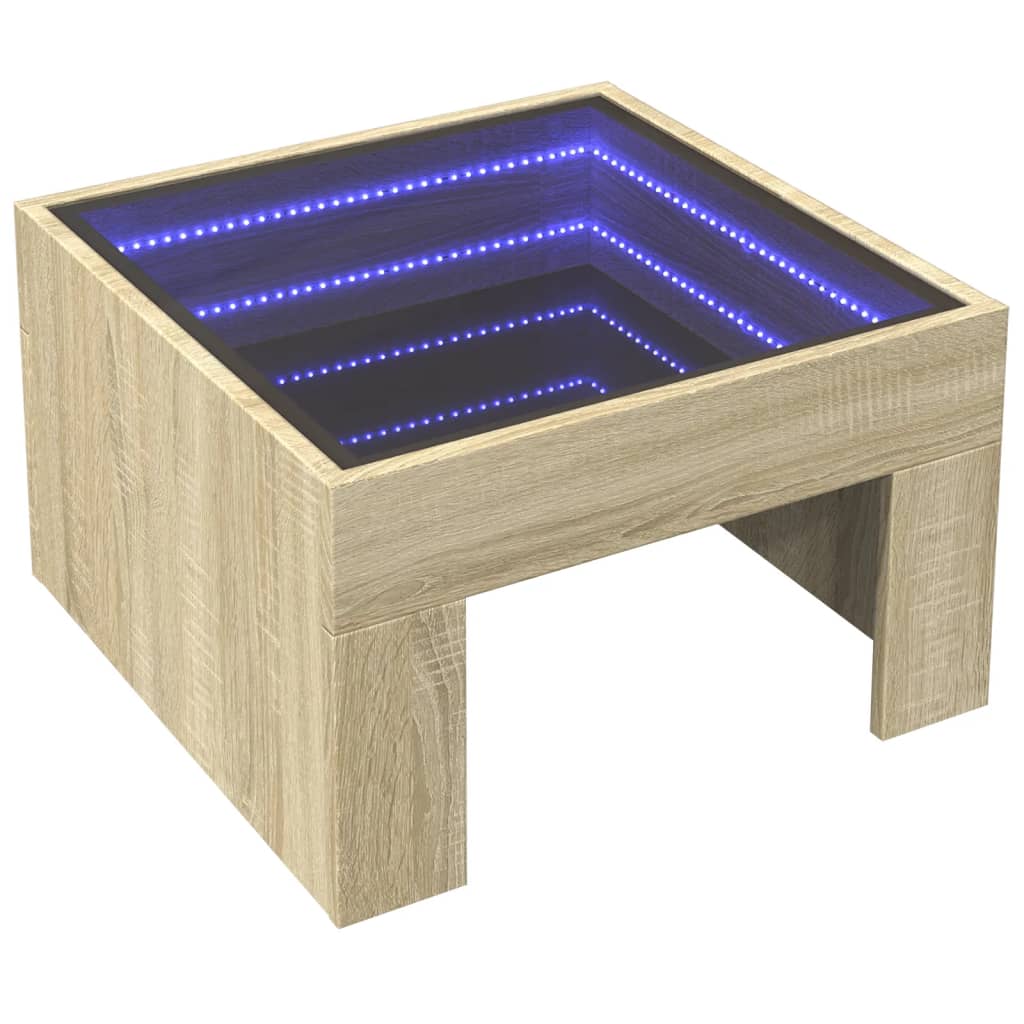 Table basse avec LED infini chêne sonoma 50x50x30 cm