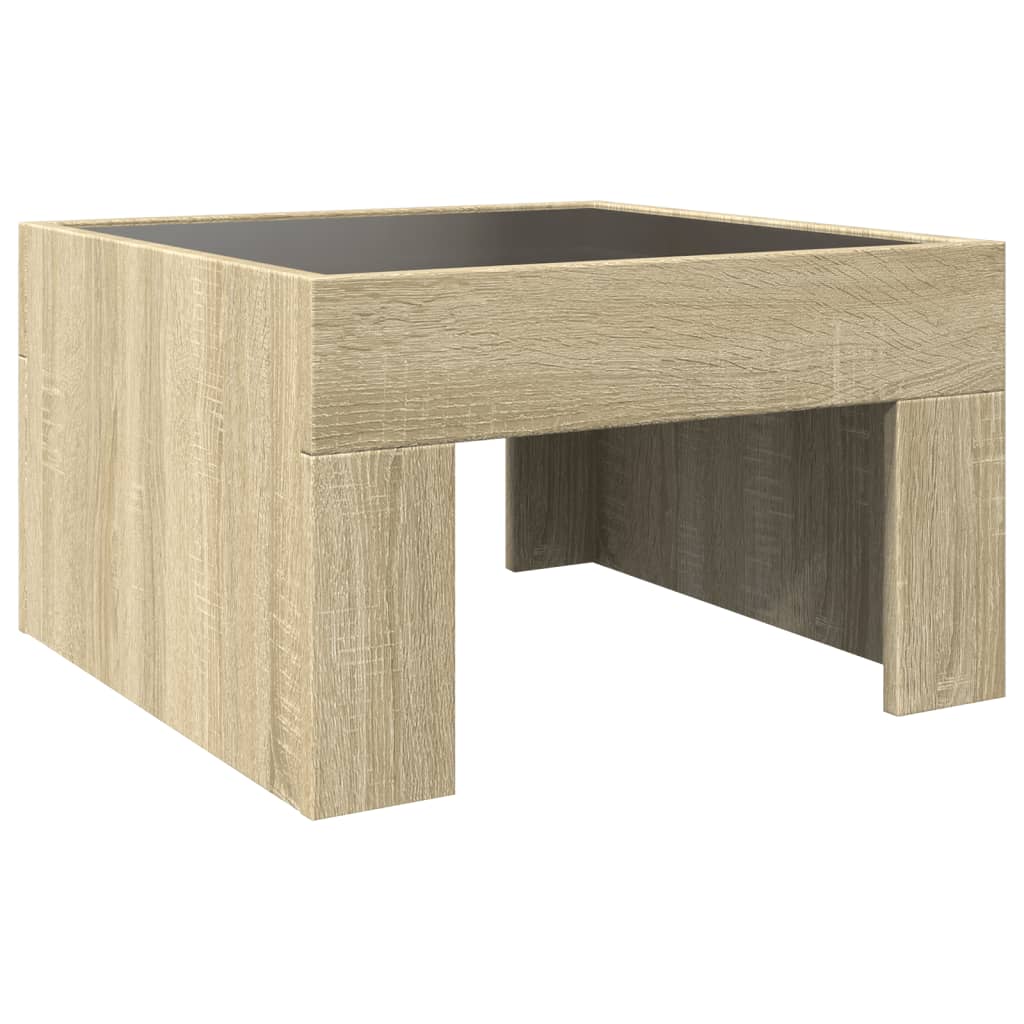 Table basse avec LED infini chêne sonoma 50x50x30 cm