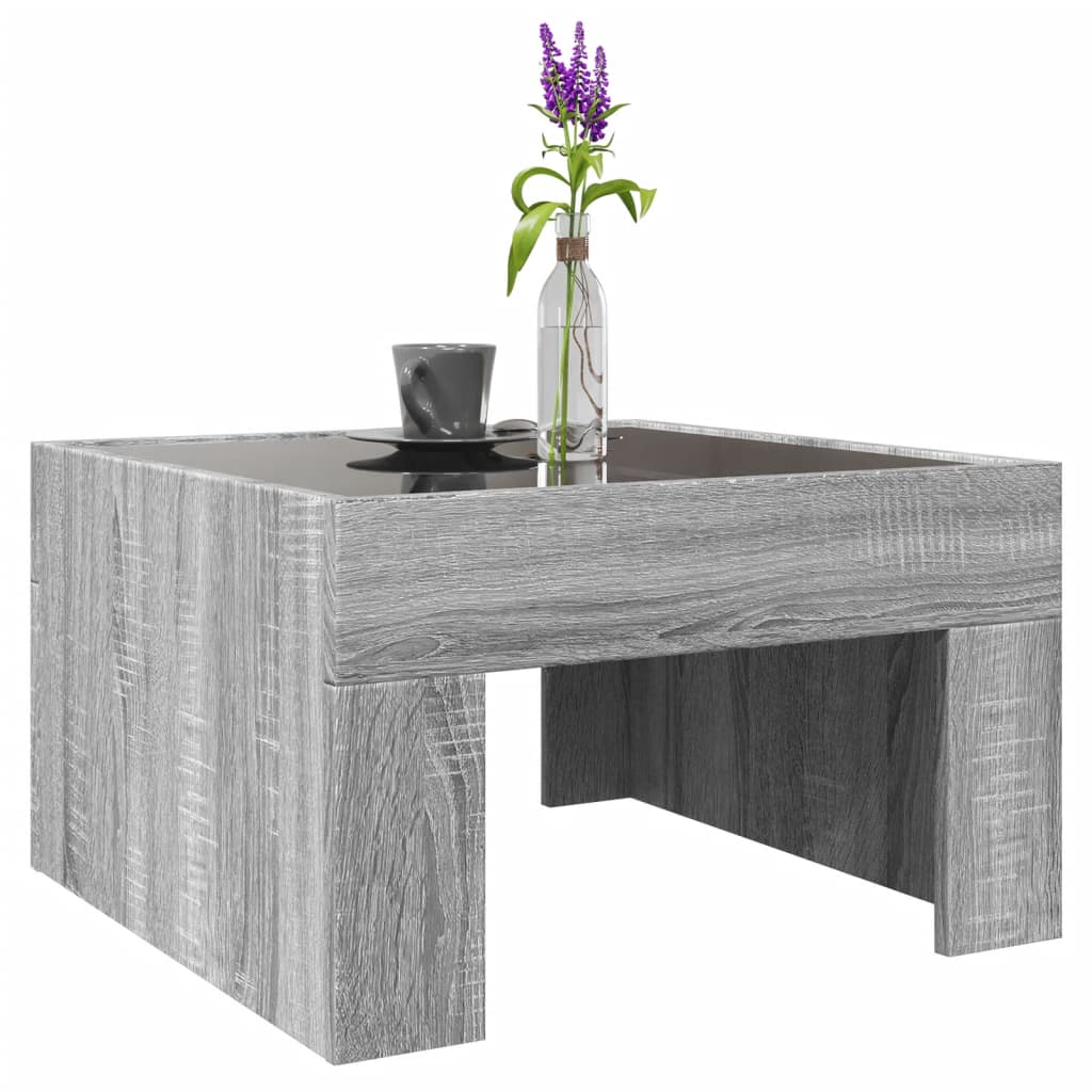 Table basse avec LED infini sonoma gris 50x50x30 cm