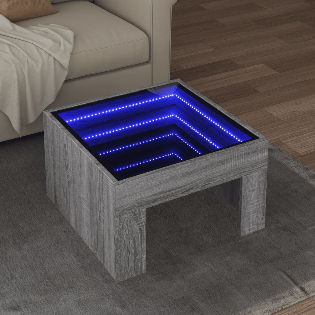 Table basse avec LED infini sonoma gris 50x50x30 cm