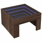 Table basse avec LED infini chêne marron 50x50x30 cm