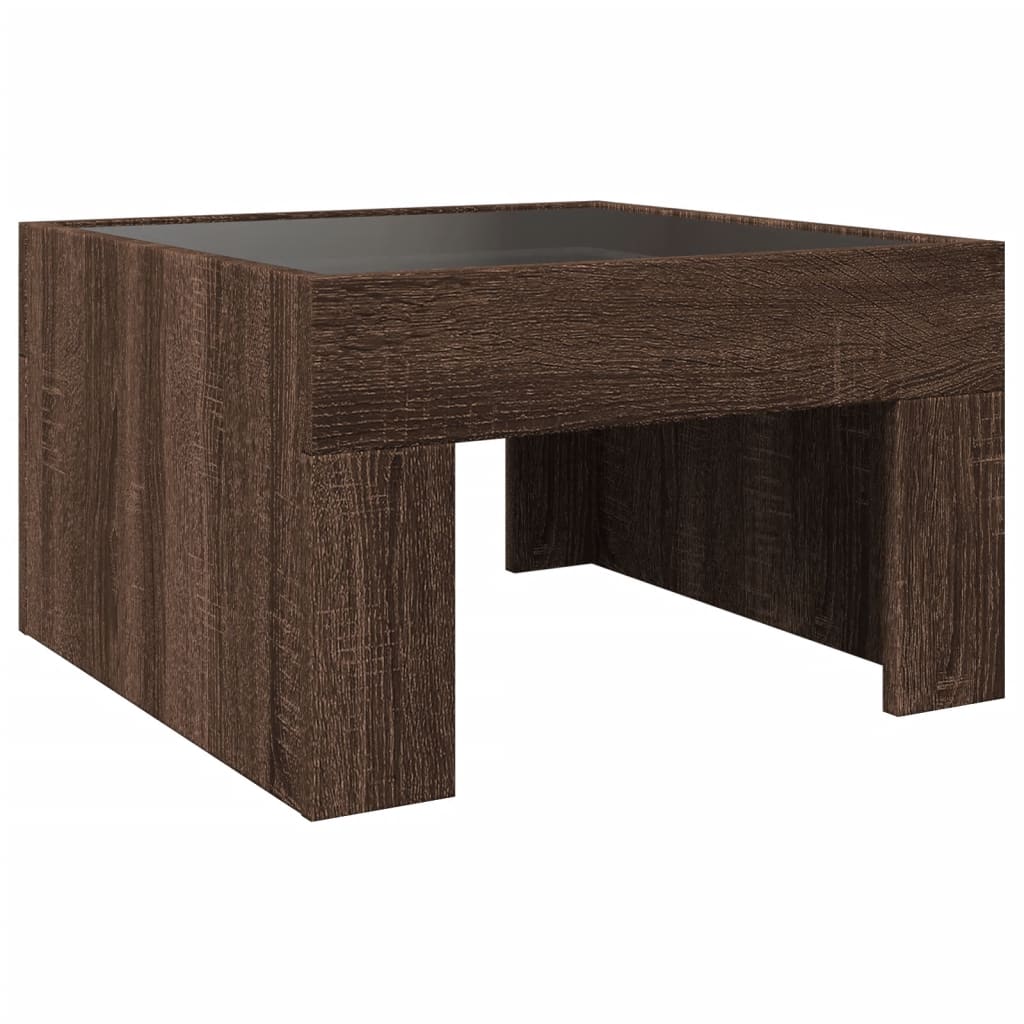 Table basse avec LED infini chêne marron 50x50x30 cm