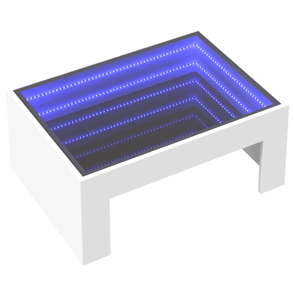 Table basse avec LED infini blanc 70x50x30 cm