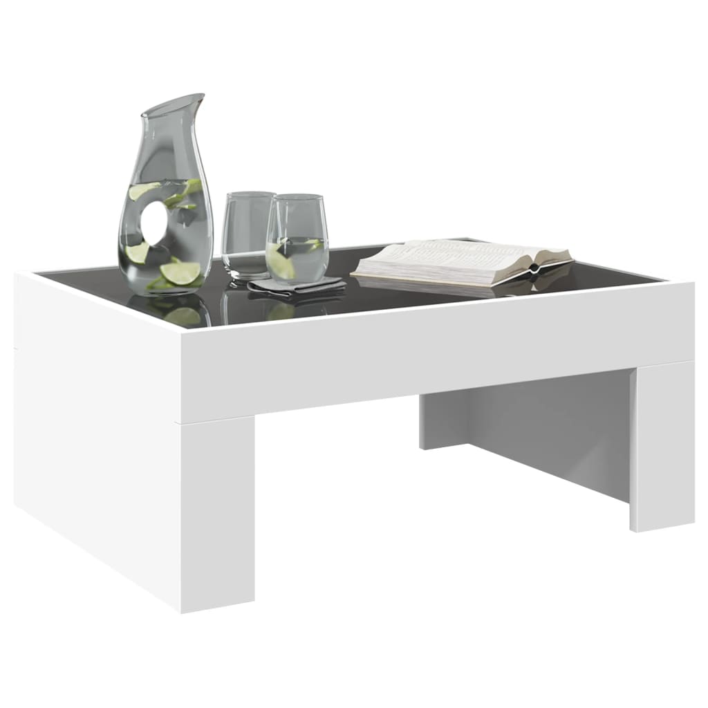 Table basse avec LED infini blanc 70x50x30 cm