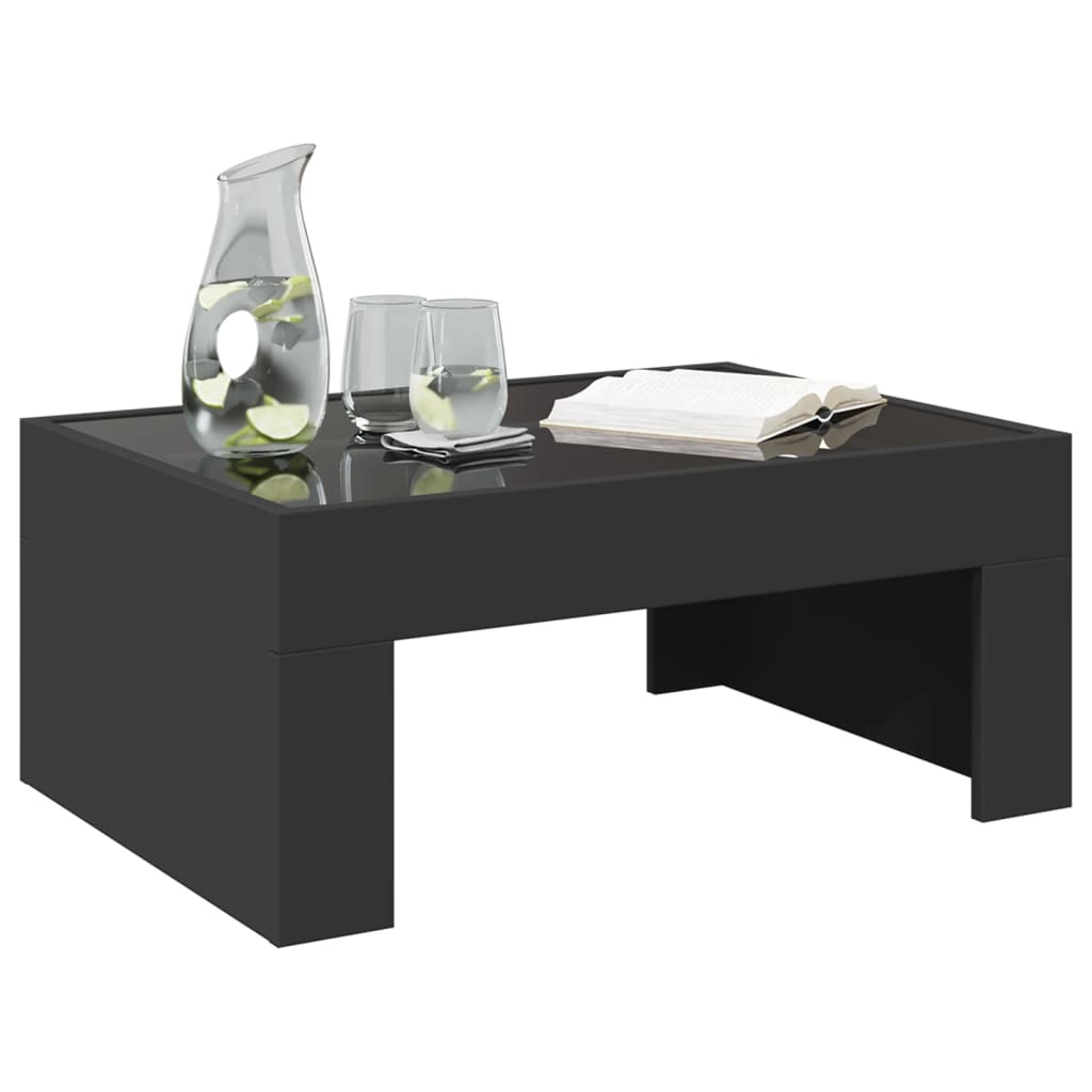 Table basse avec LED infini noir 70x50x30 cm