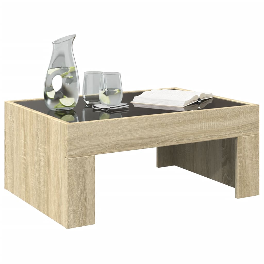 Table basse avec LED infini chêne sonoma 70x50x30 cm