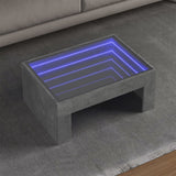 Coffee table with infinite LED concrete gray 70x50x30 cm