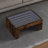 Table basse avec LED infini chêne fumé 70x50x30 cm