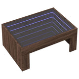 Table basse avec LED infini chêne marron 70x50x30 cm