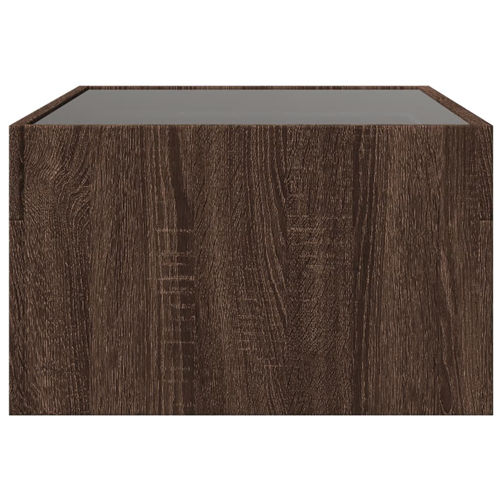 Table basse avec LED infini chêne marron 70x50x30 cm