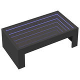 Coffee table with LED infinity black 90x50x30 cm