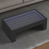 Coffee table with LED infinity black 90x50x30 cm