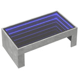 Coffee table with infinite LED concrete gray 90x50x30 cm