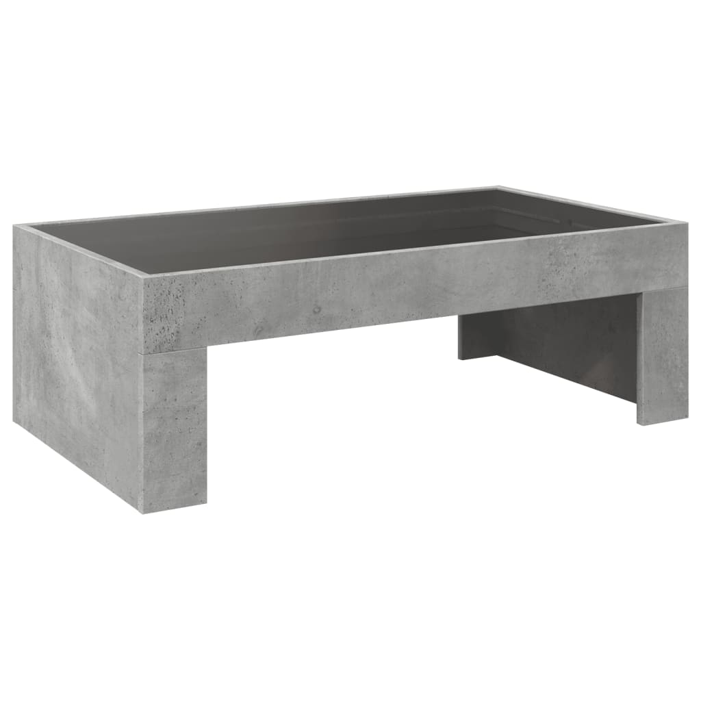 Coffee table with infinite LED concrete gray 90x50x30 cm