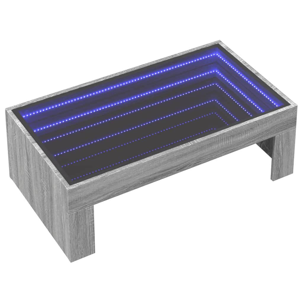 Table basse avec LED infini sonoma gris 90x50x30 cm