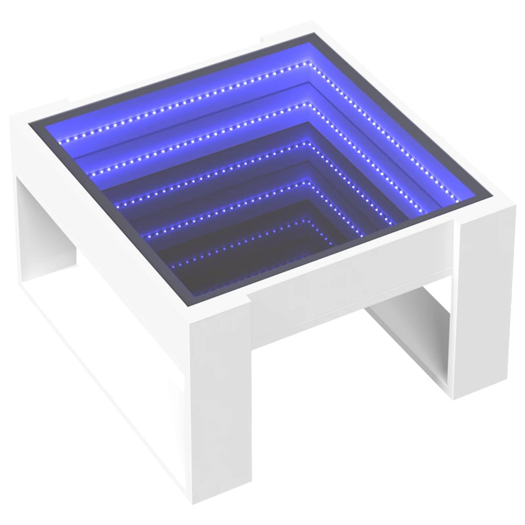 Coffee table with white infinity LED 50x53x30 cm