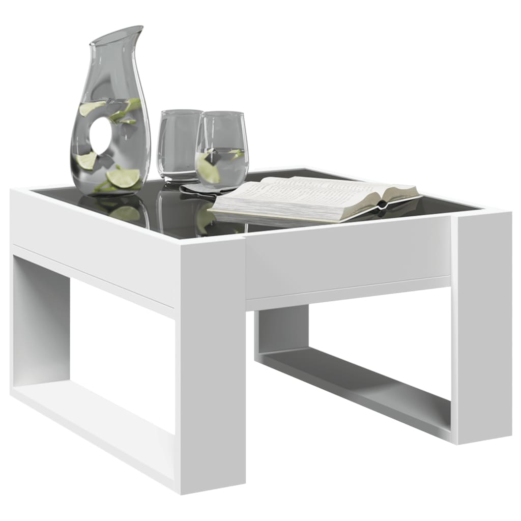 Coffee table with white infinity LED 50x53x30 cm