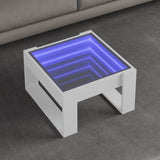 Coffee table with white infinity LED 50x53x30 cm