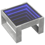 Table basse avec LED infini gris béton 50x53x30 cm