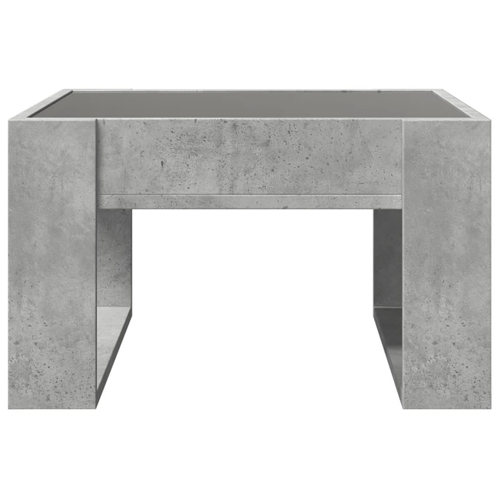 Table basse avec LED infini gris béton 50x53x30 cm