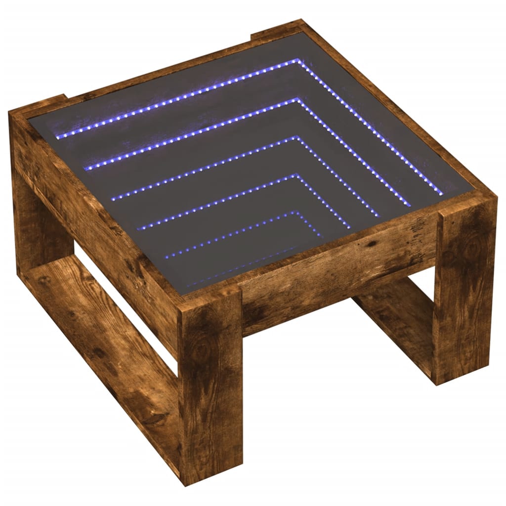 Table basse avec LED infini chêne fumé 50x53x30 cm