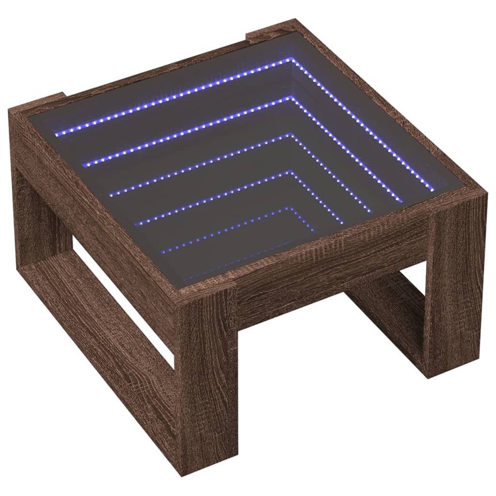 Table basse avec LED infini chêne marron 50x53x30 cm