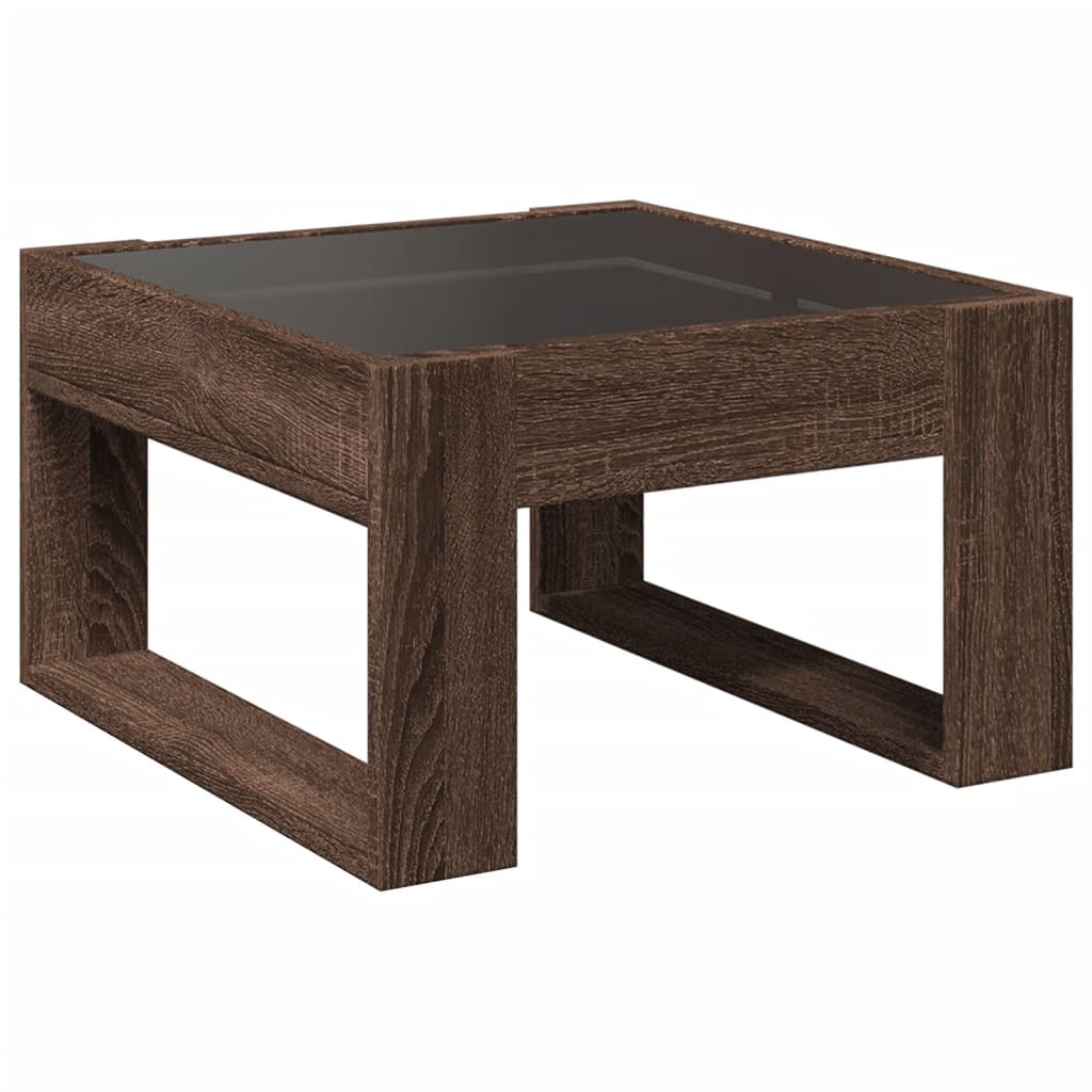 Table basse avec LED infini chêne marron 50x53x30 cm