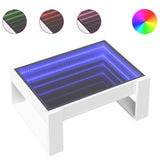 Coffee table with white infinity LED 70x53x30 cm