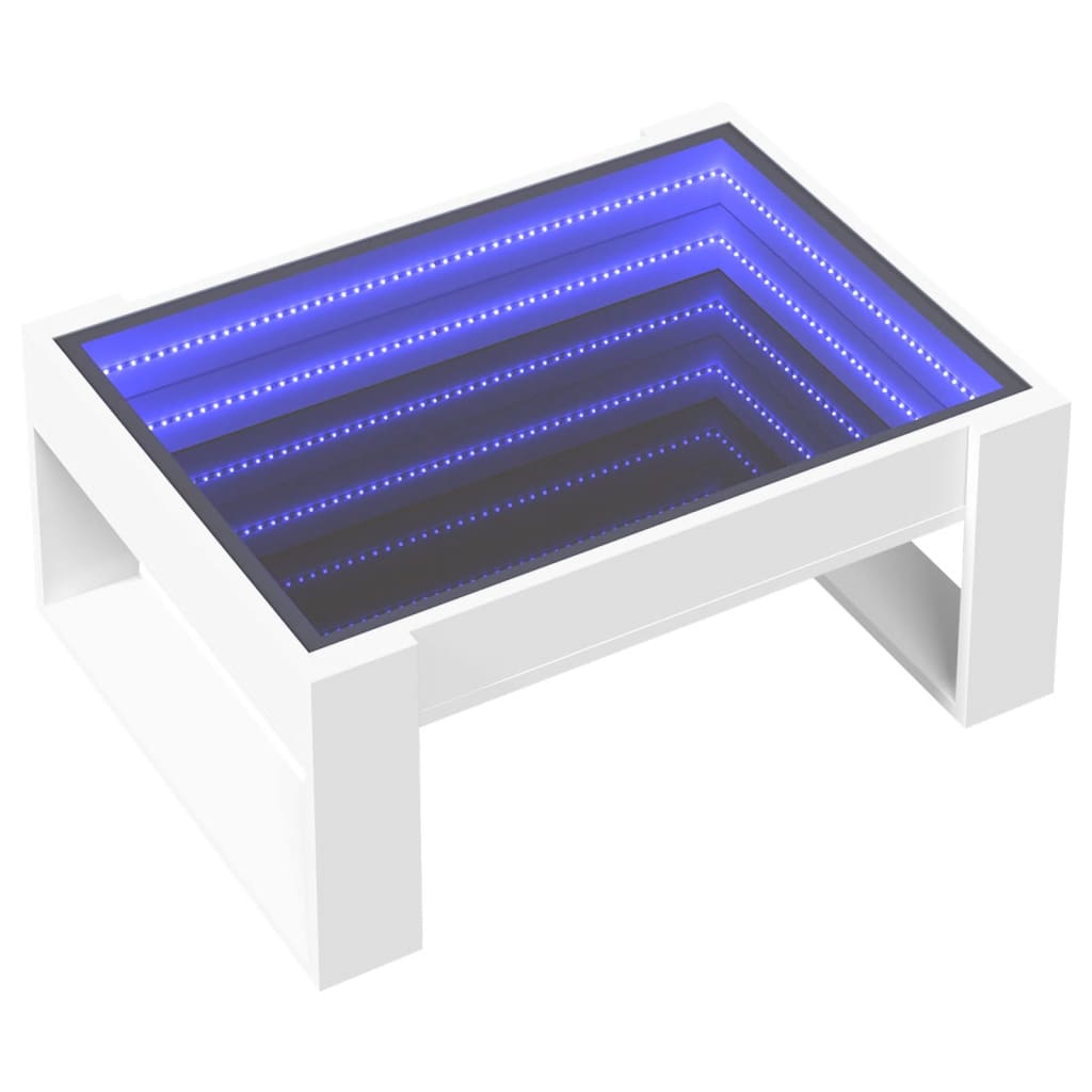 Coffee table with white infinity LED 70x53x30 cm