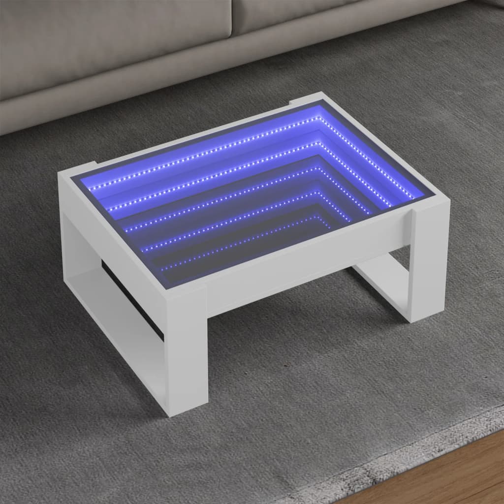 Table basse avec LED infini blanc 70x53x30 cm