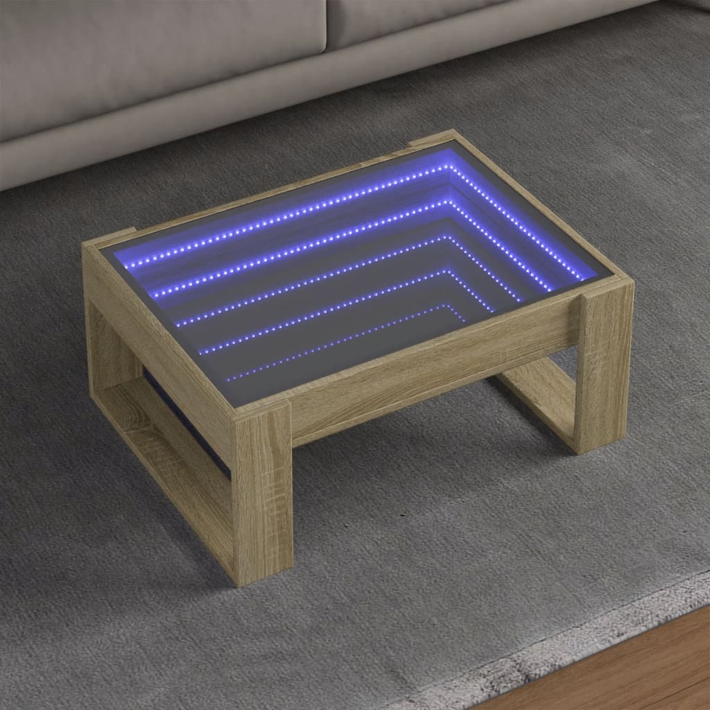 Table basse avec LED infini chêne sonoma 70x53x30 cm