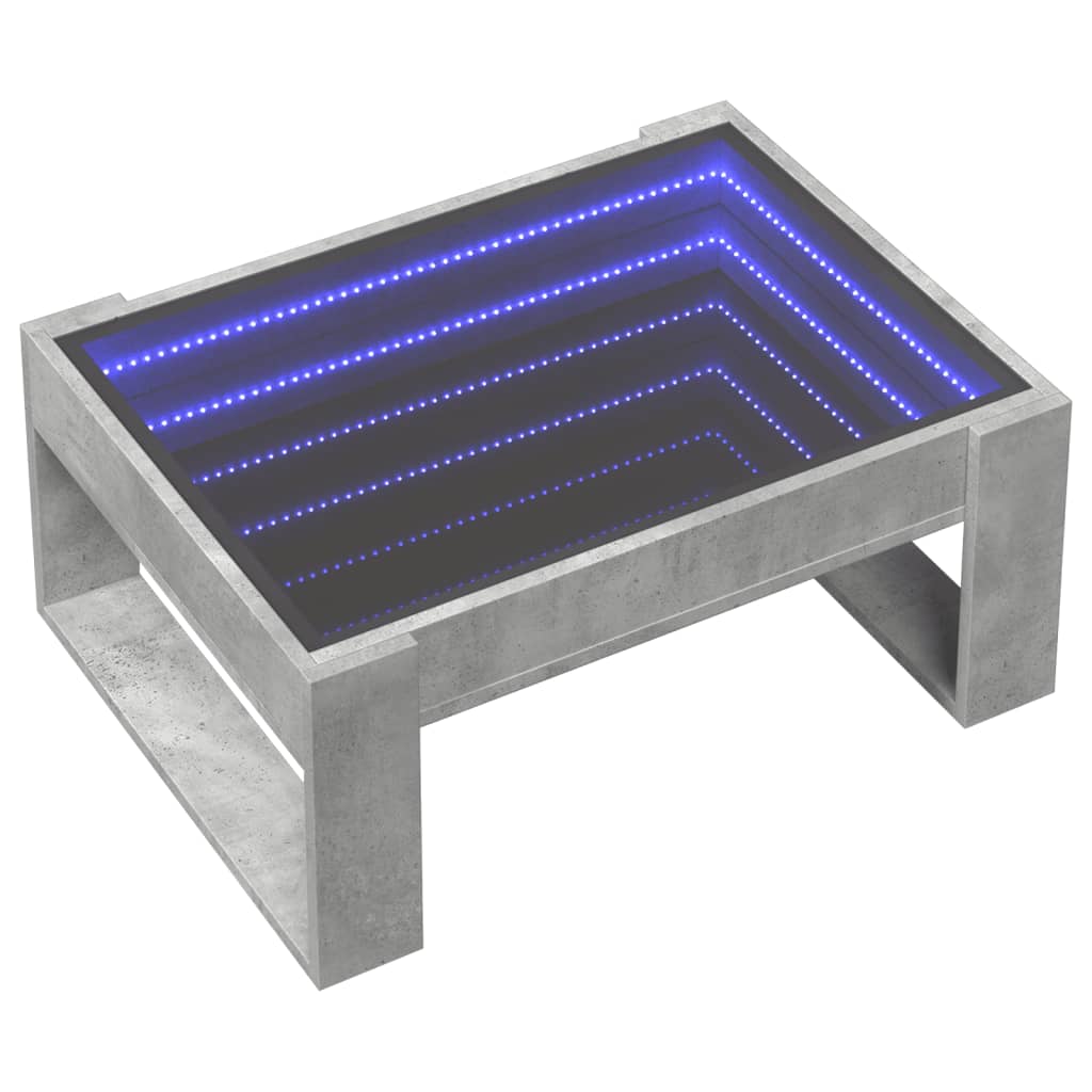 Couchtisch mit betongrauer Infinity-LED 70x53x30 cm