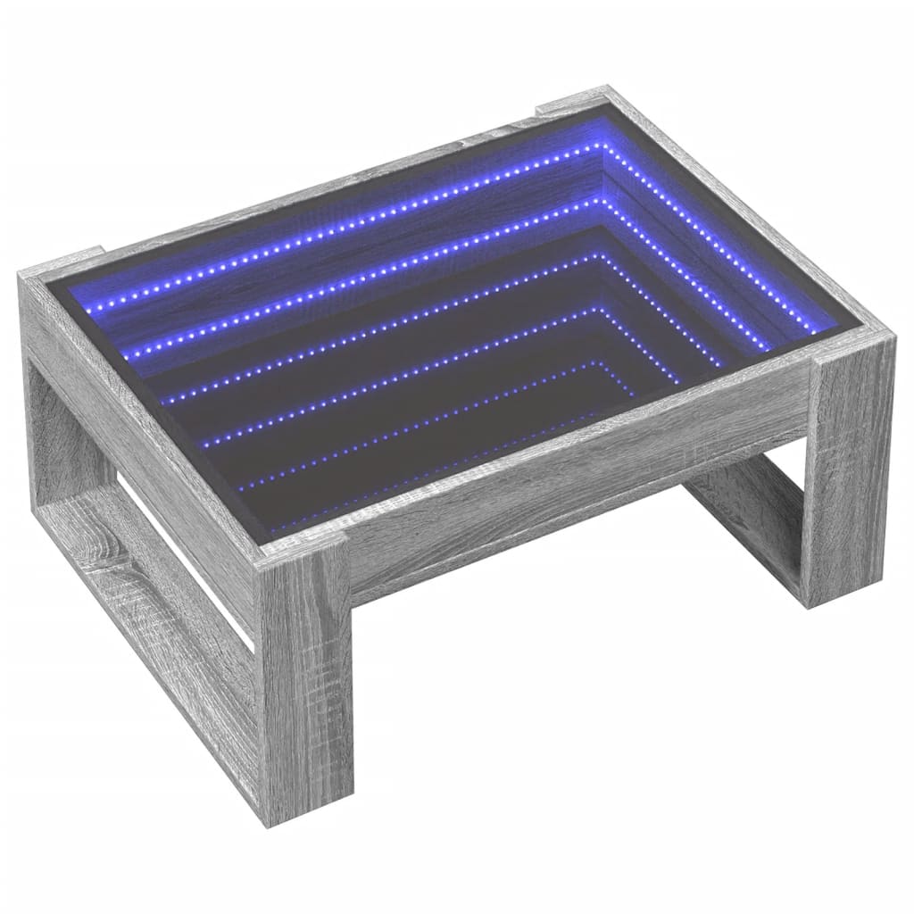 Couchtisch mit LED Infinity Sonomagrau 70x53x30 cm