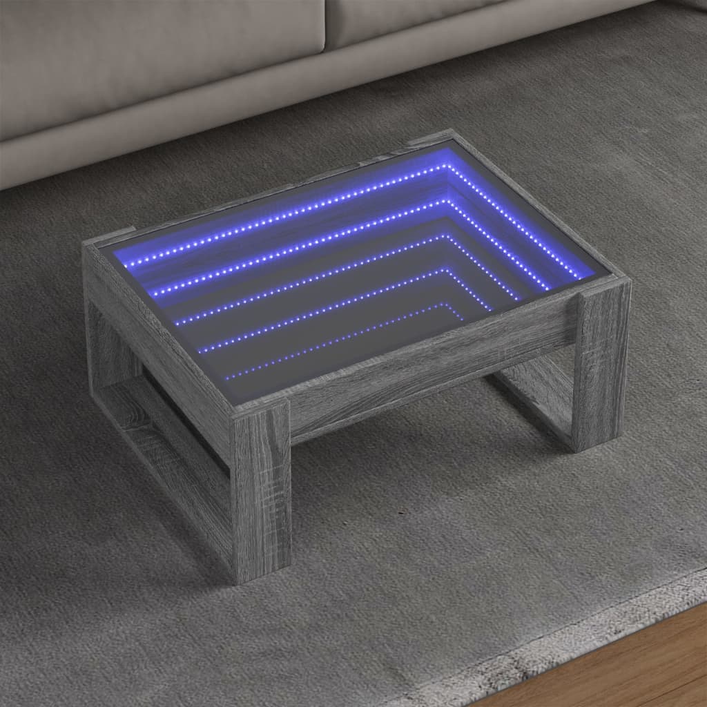 Couchtisch mit LED Infinity Sonomagrau 70x53x30 cm