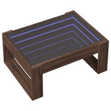 Couchtisch mit unendlicher LED, braune Eiche, 70 x 53 x 30 cm