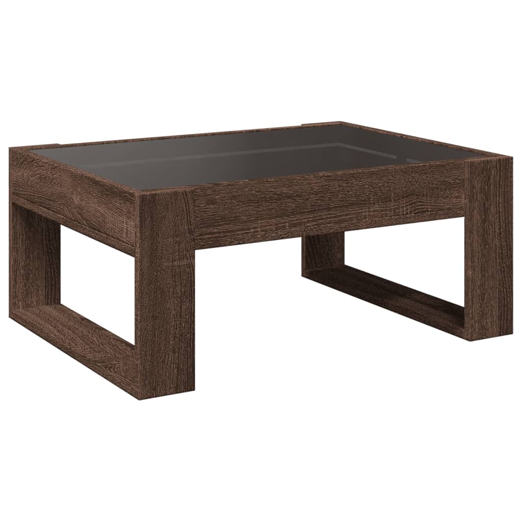 Table basse avec LED infini chêne marron 70x53x30 cm