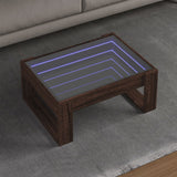 Couchtisch mit unendlicher LED, braune Eiche, 70 x 53 x 30 cm