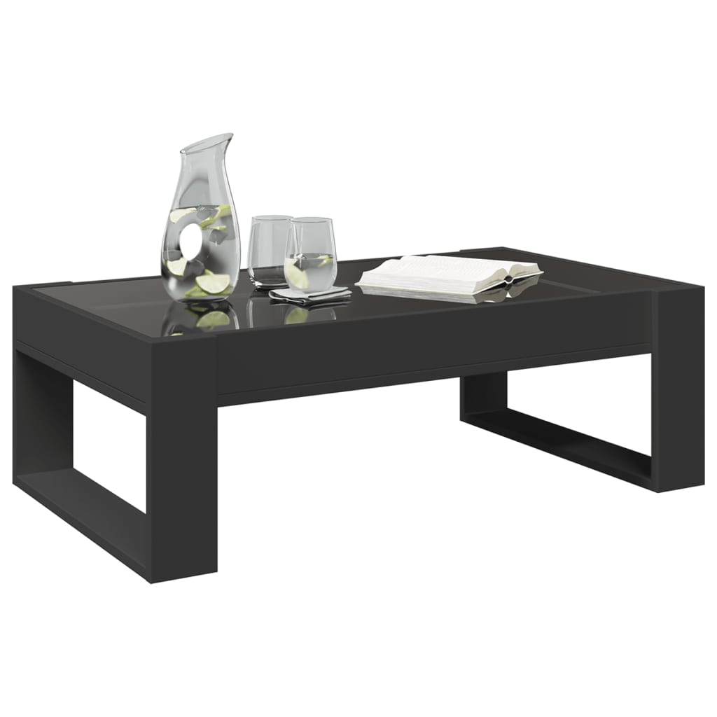 Table basse avec LED infini noir 90x53x30 cm