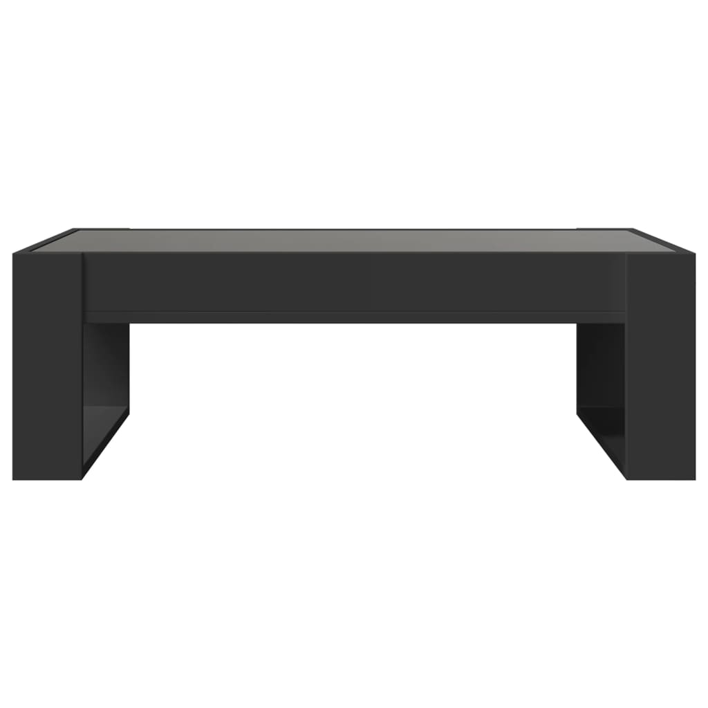 Coffee table with LED infinity black 90x53x30 cm