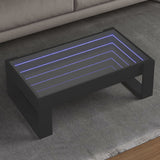 Coffee table with LED infinity black 90x53x30 cm